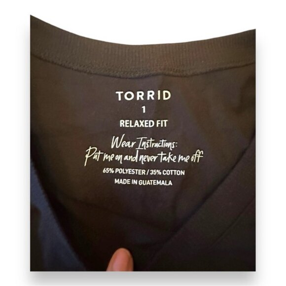 Women’s torrid 1 Black Relaxed Signature Jersey Crew Neck Crop Tee 14 16 1X 1XL - Picture 10 of 13